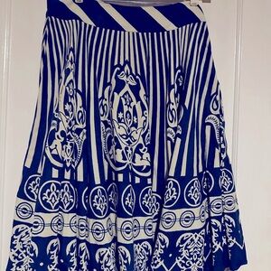 Elegant Blue and Cream Patterned Skirt